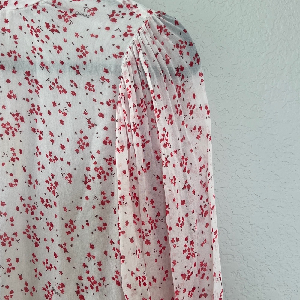 GANNI Printed Georgette Mini Dress. Size XS (34) - Picture 6 of 12